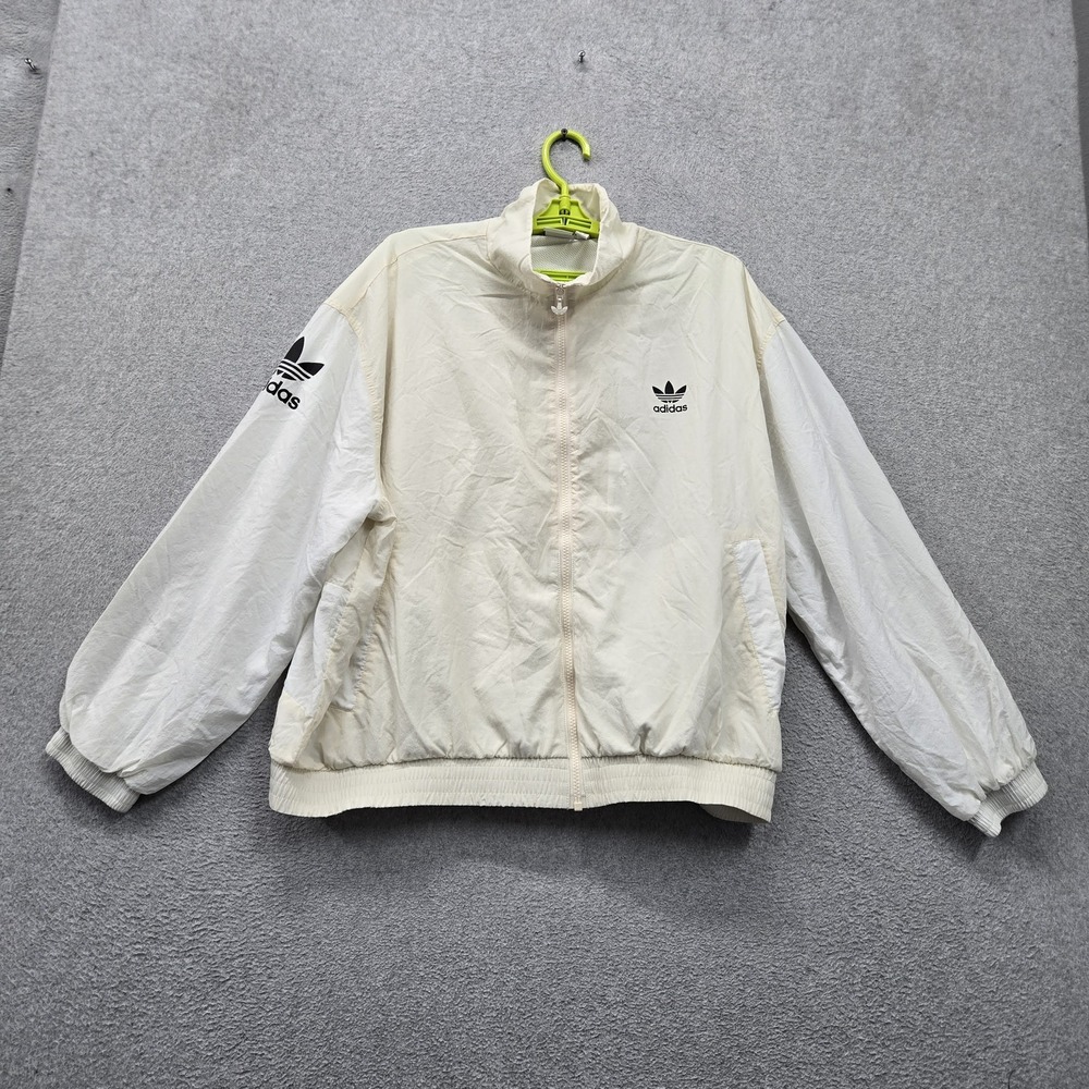 Adidas Women Activewear Jacket XL White Colorblock Logo Play Track Trefoil
